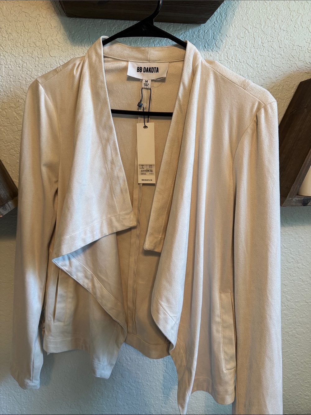 BB Dakota Cream Draped Open-Front Suede Blazer/jacket